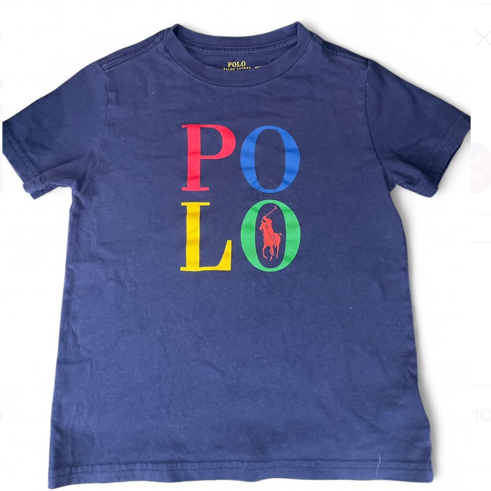 Polo by Ralph Lauren Boys Multicolpr Graphic T-Shirt Navy Blue Shprt Sleeve 🏇